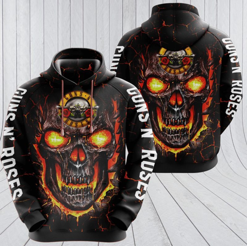 Guns N Roses Black Skull 3d Hoodie