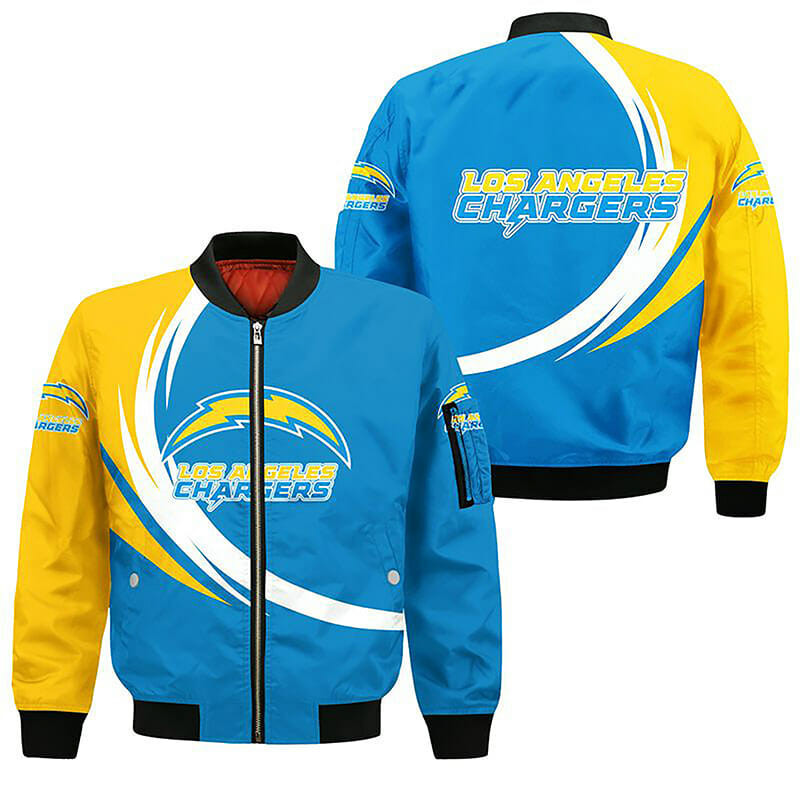 Los Angeles Chargers Blue Golden Bomber Jacket V11