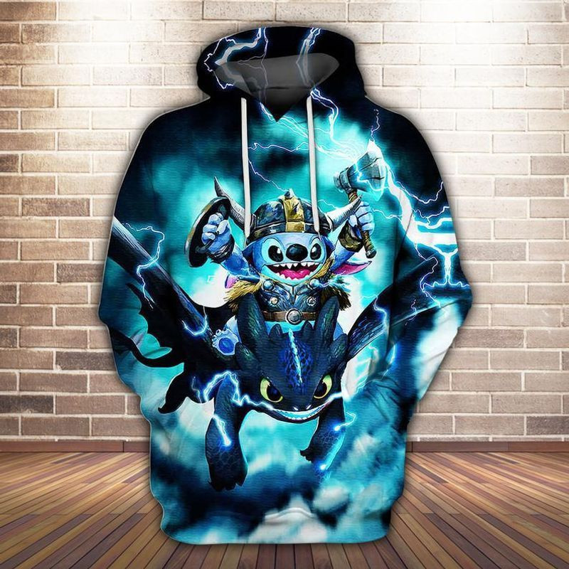 Stitch And Toothless Over Print 3d Hoodie Zip Hoodie