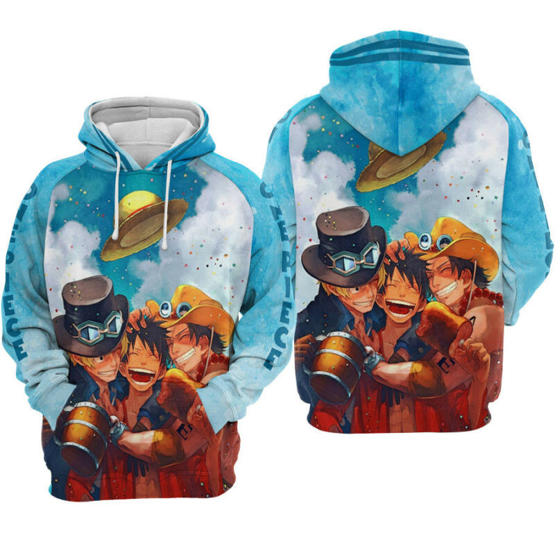 One Piece Ace Luffy Sabo Hoodie Zip Hoodie