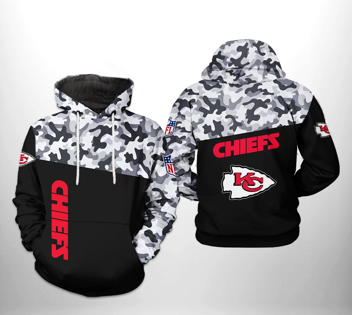 Kansas City Chiefs Camo Veteran Team 3D All Over Print Hoodie & Zip Hoodie