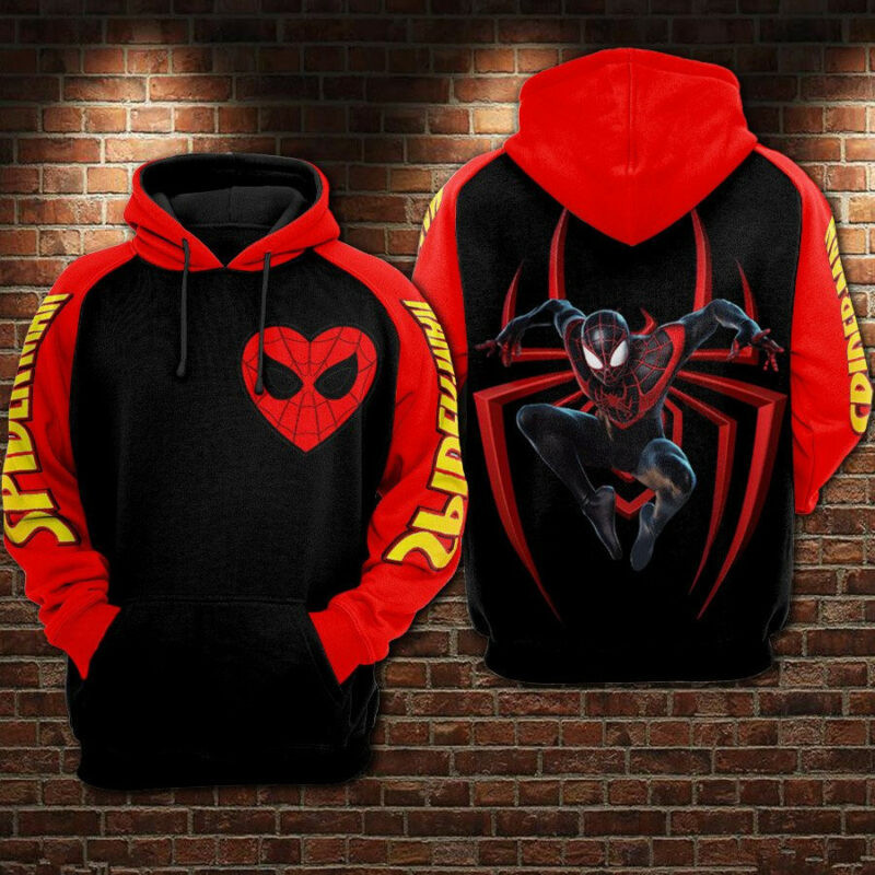 Spider Man Heart Hoodie Zip Hoodie Red