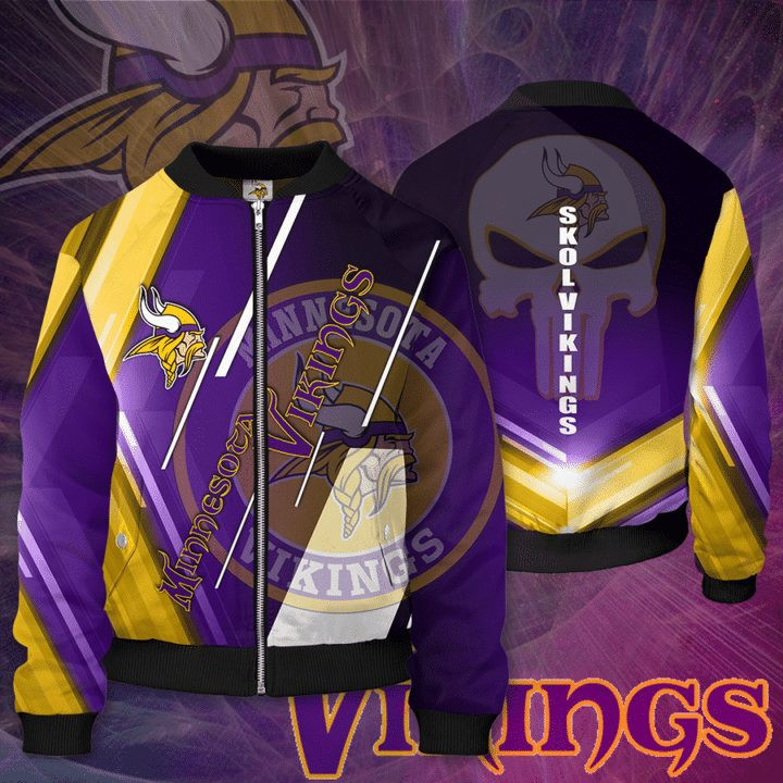 Minnesota Vikings Skull Style Bomber Jacket