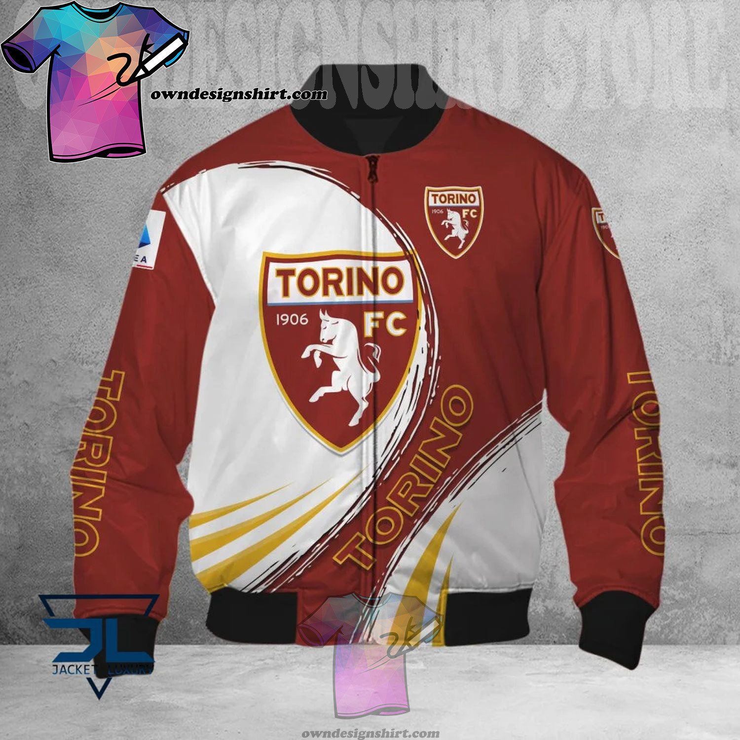 Torino FC White Maroon Yellow Bomber Jacket