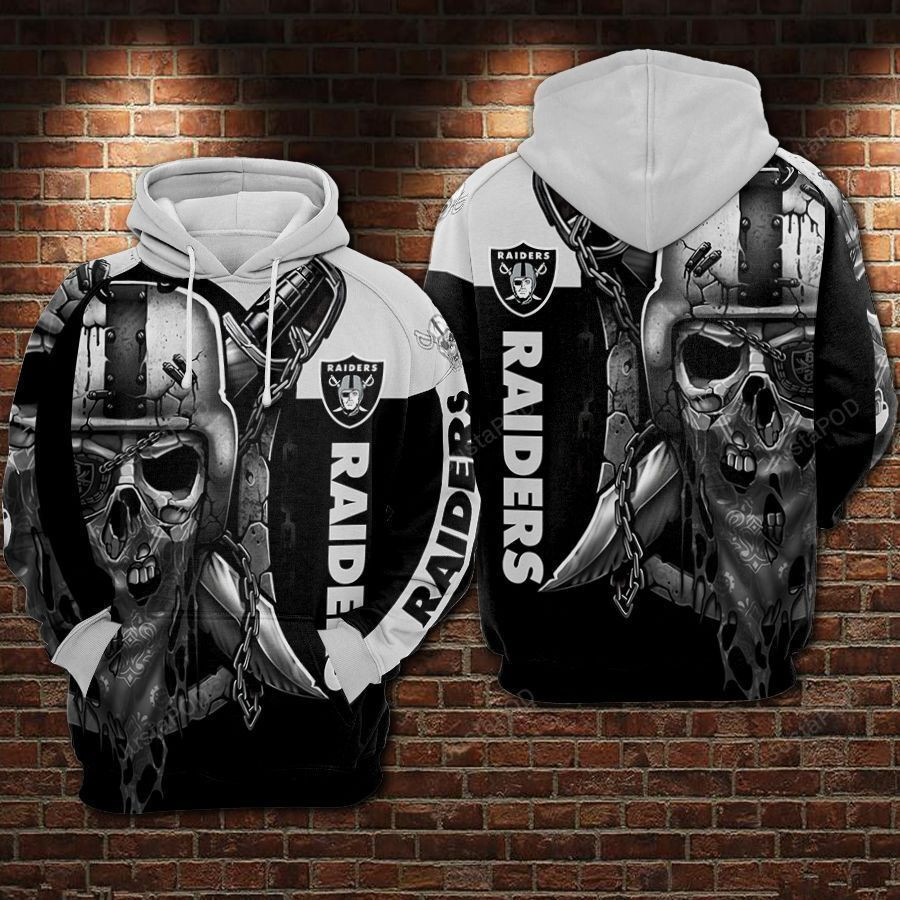 Oakland Raiders Football Black White 3D All Over Print Hoodie & Zip Hoodie