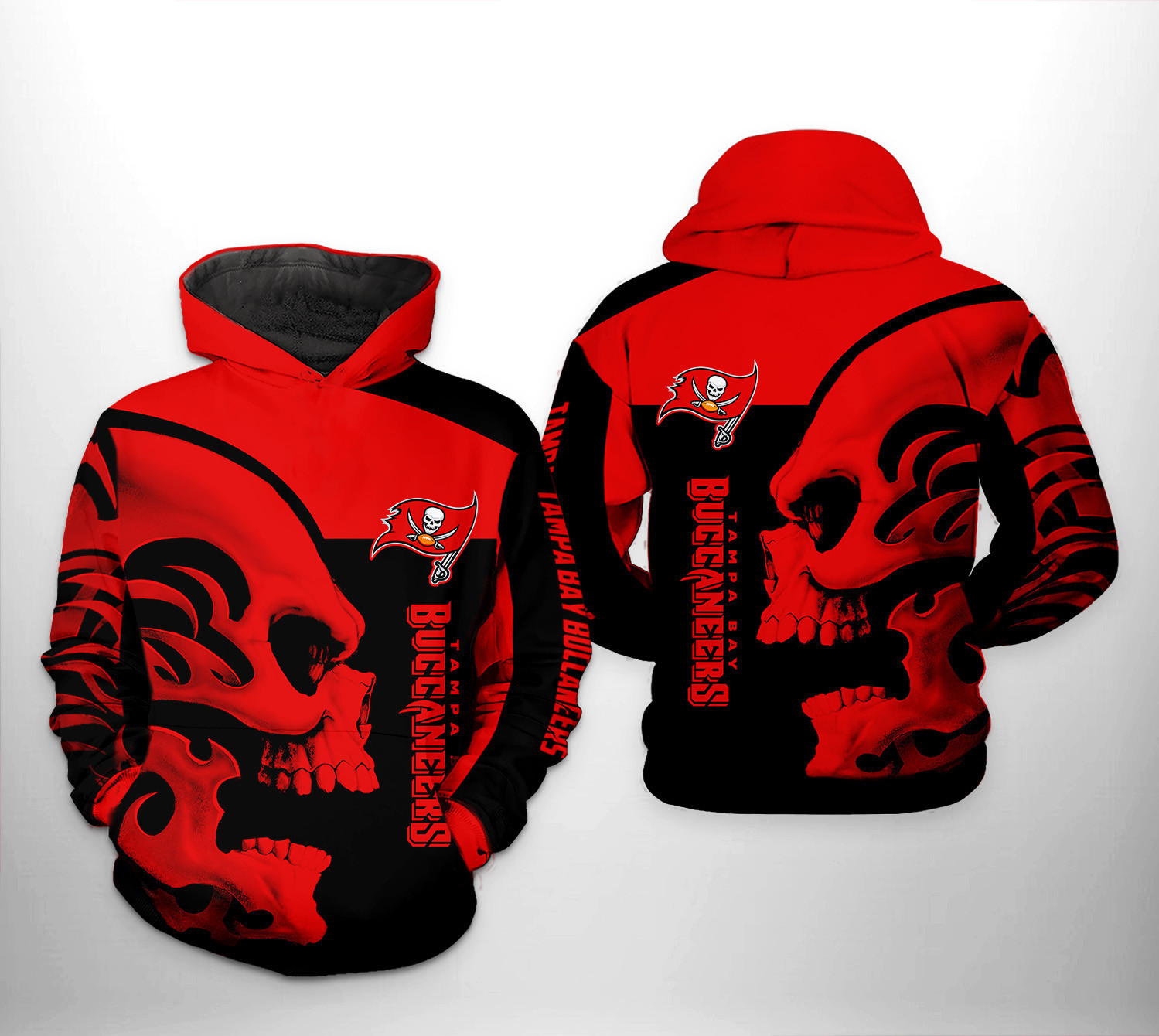 Tampa Bay Buccaneers Skull 3D All Over Print Hoodie & Zip Hoodie