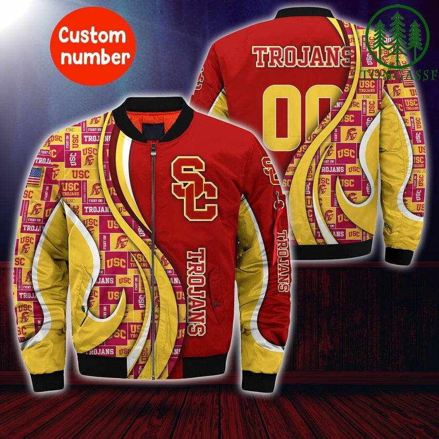 USC Trojans Custom Number Cardinal Gold Bomber Jacket