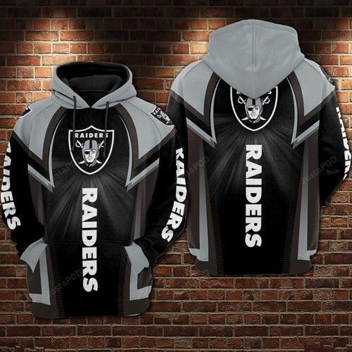 Oakland Raiders Football Black Gray 3D All Over Print Hoodie & Zip Hoodie