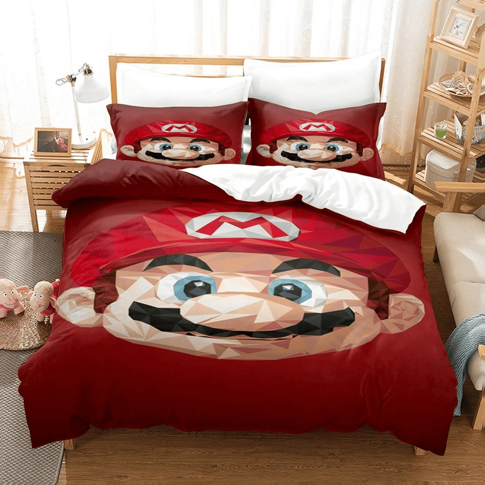 Mario Bedding Set Super Mario In Geometric Art Duvet Covers