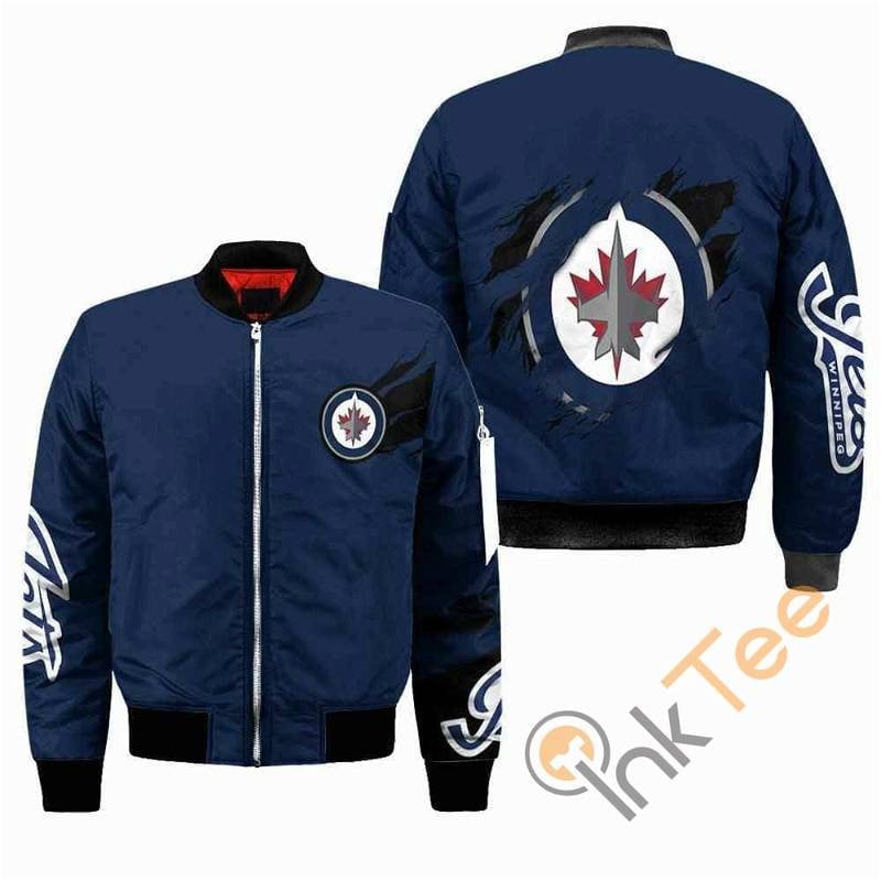 Winnipeg Jets Navy Blue Bomber Jacket