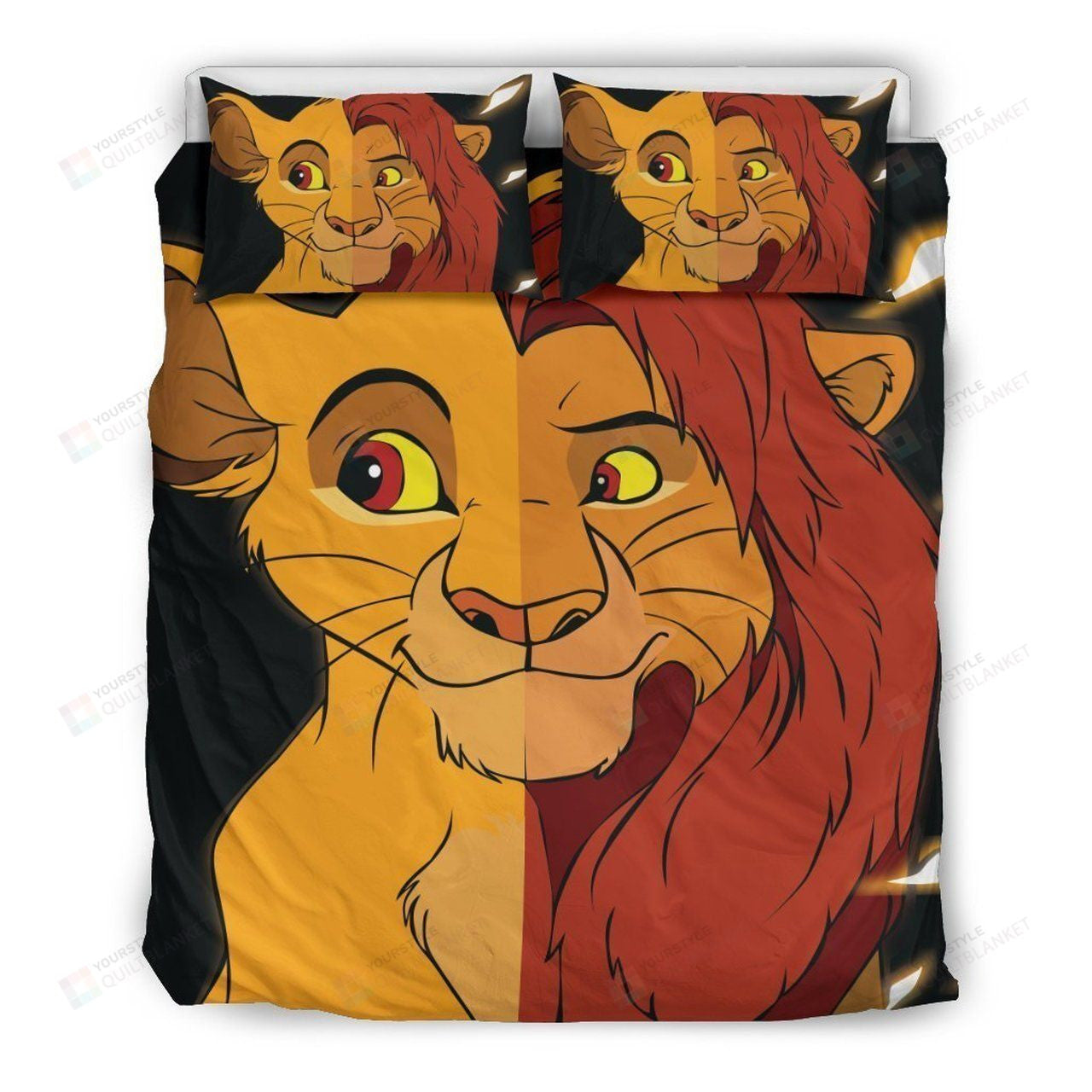 LK Bedding Set DN Baby Simba And Grown Up Graphic Duvet Covers Black