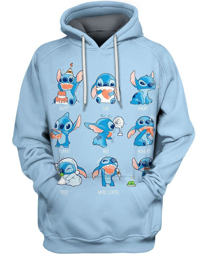 Stitch Emotions Over Print 3d Hoodie Zip Hoodie 1177