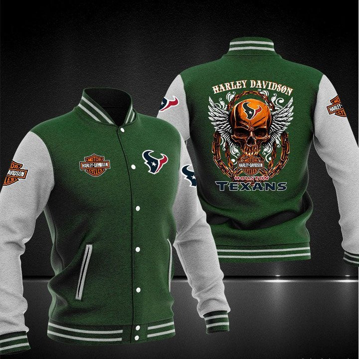 Houston Texans Green Skull Baseball Jacket