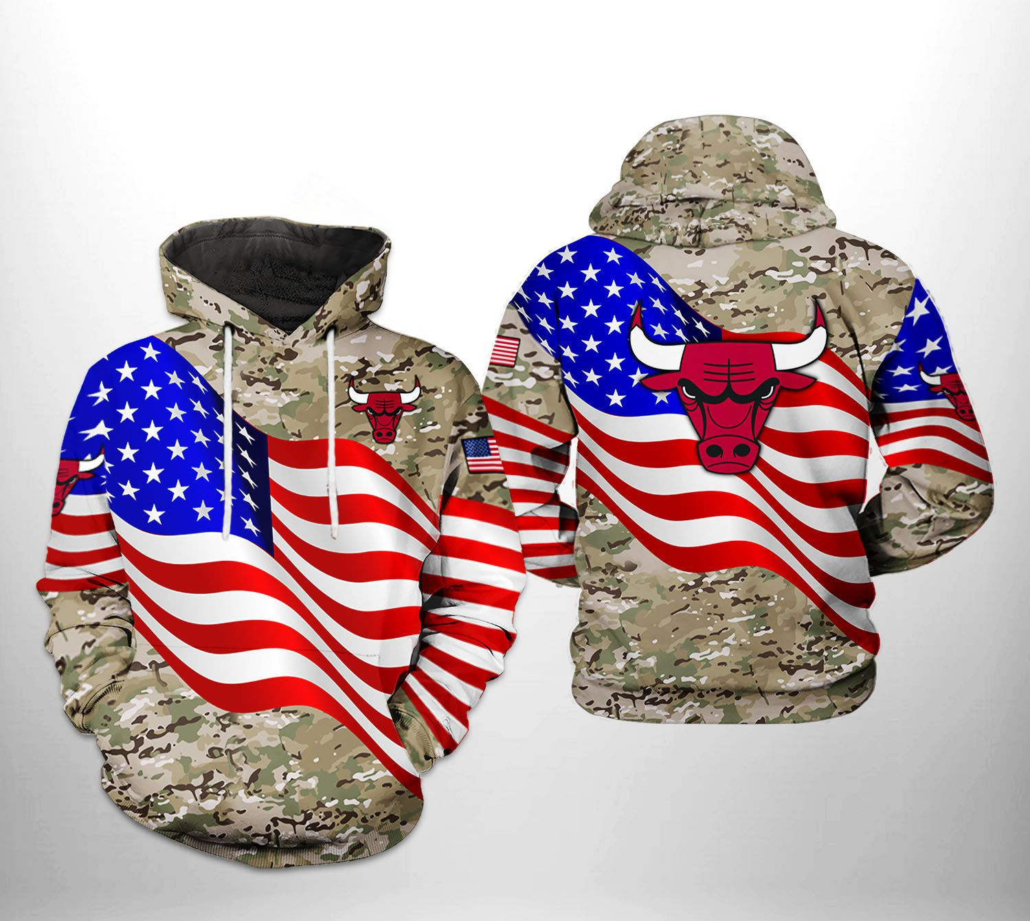 Chicago Bulls US Flag Camo Veteran Team 3D All Over Print Hoodie & Zip Hoodie