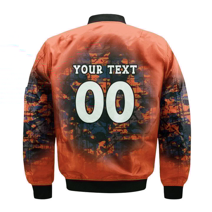Illinois Fighting Illini Custom Text Number Orange Blue Bomber Jacket