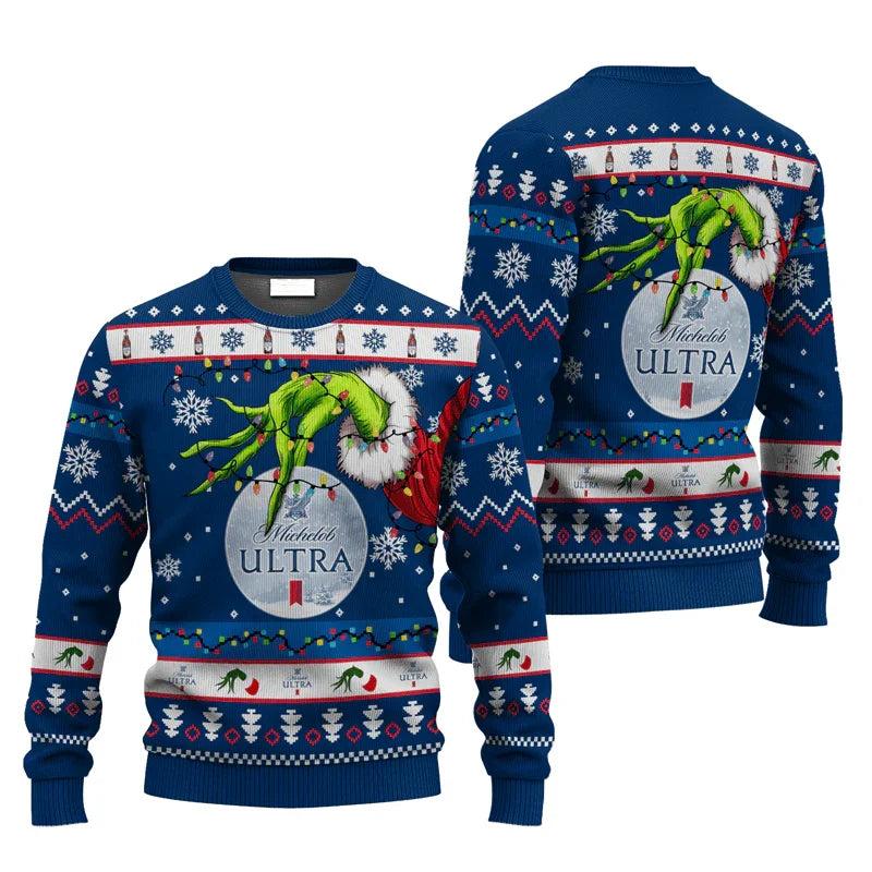Michelob Ultra Grinch Hand Stock Ugly Christmas Sweater