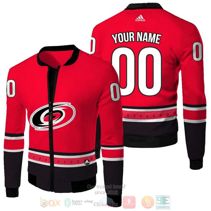 Carolina Hurricanes Custom Name Number Red Bomber Jacket