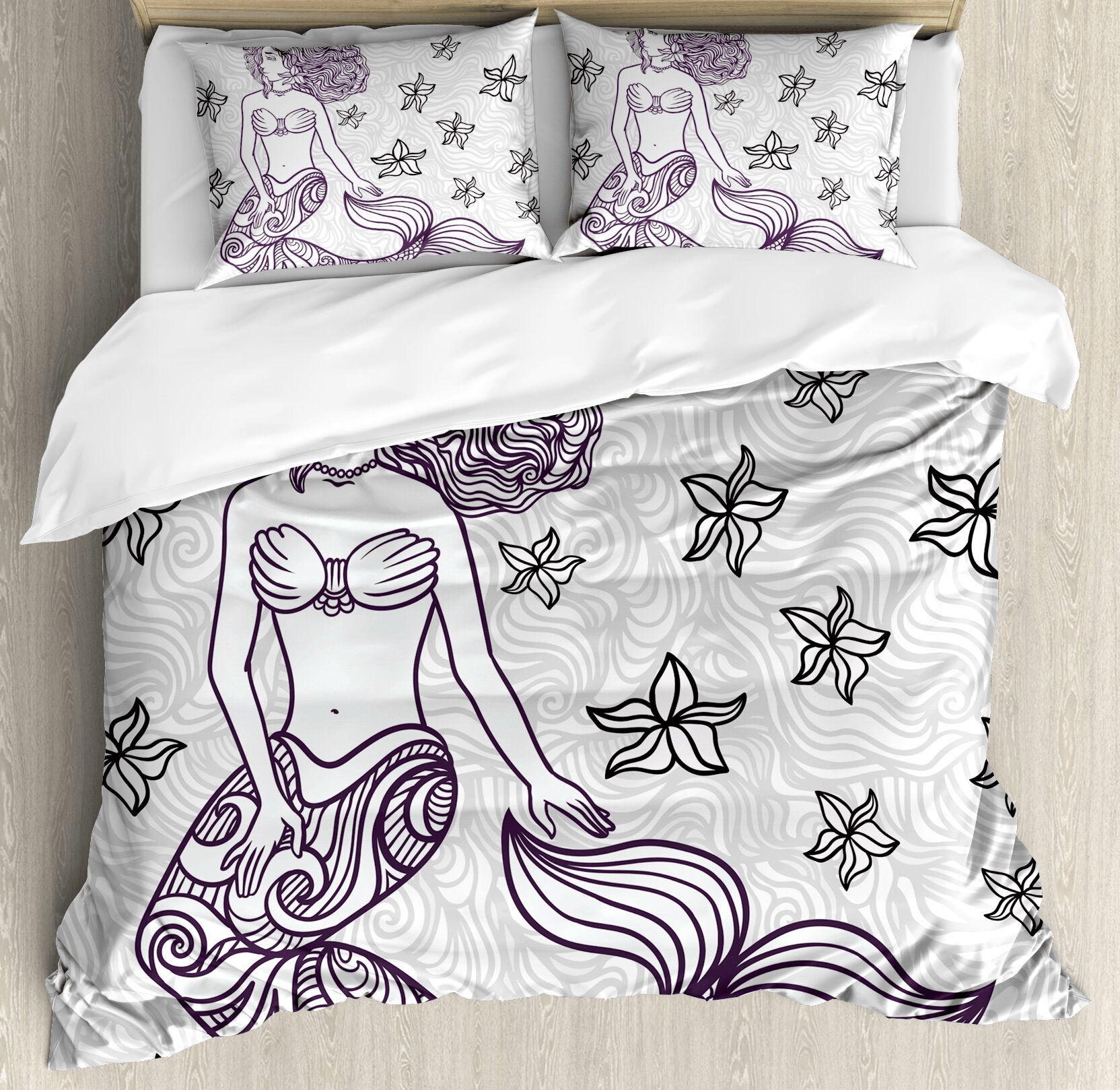 Mermaid Bedding Set Mermaid And Starfish Pattern Duvet Covers