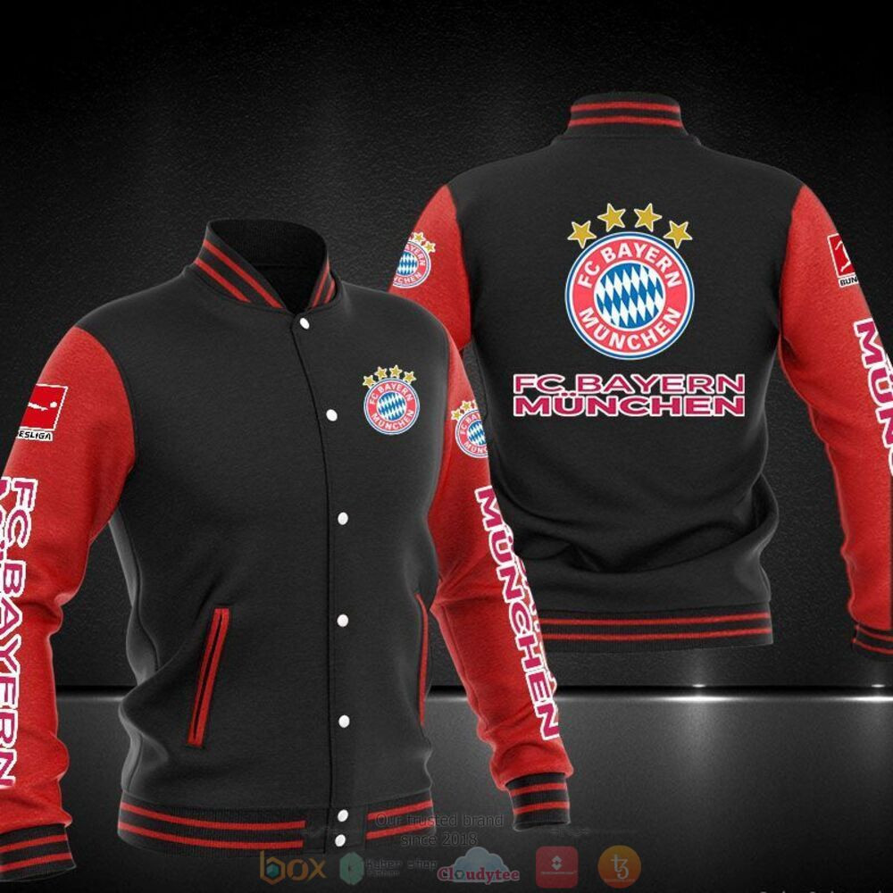 Bayern Munich Black Red Baseball Jacket
