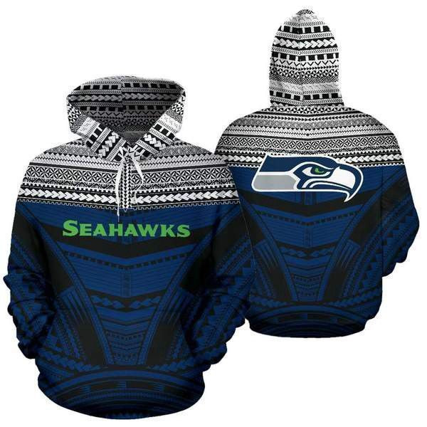Seattle Seahawks Ncaa Football Maori Tattoo 3D All Over Print Hoodie & Zip Hoodie