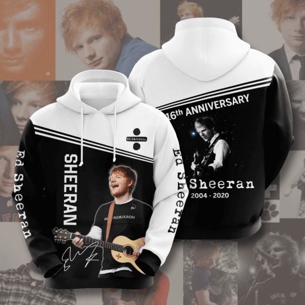 Ed Sheeran 16th Anniversary 2004 2020 Signature Design Gift For Fan Custom 3d Hoodie All Over Printed Hoodie