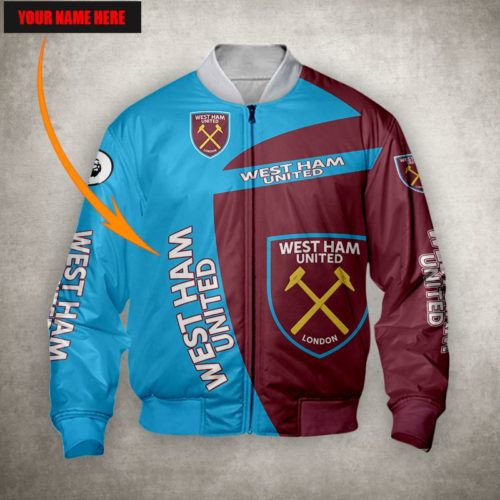 West Ham United FC Custom Name Blue Red Bomber Jacket