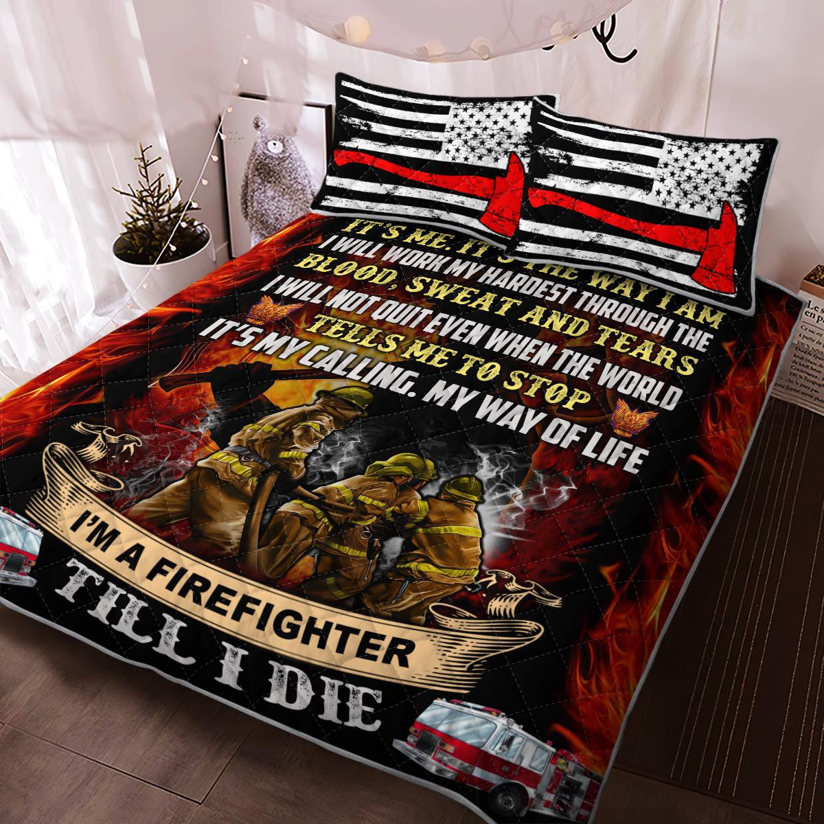 Firefighter Bedding Set What I Do Isn't Easy Or Safe Duvet Covers Black