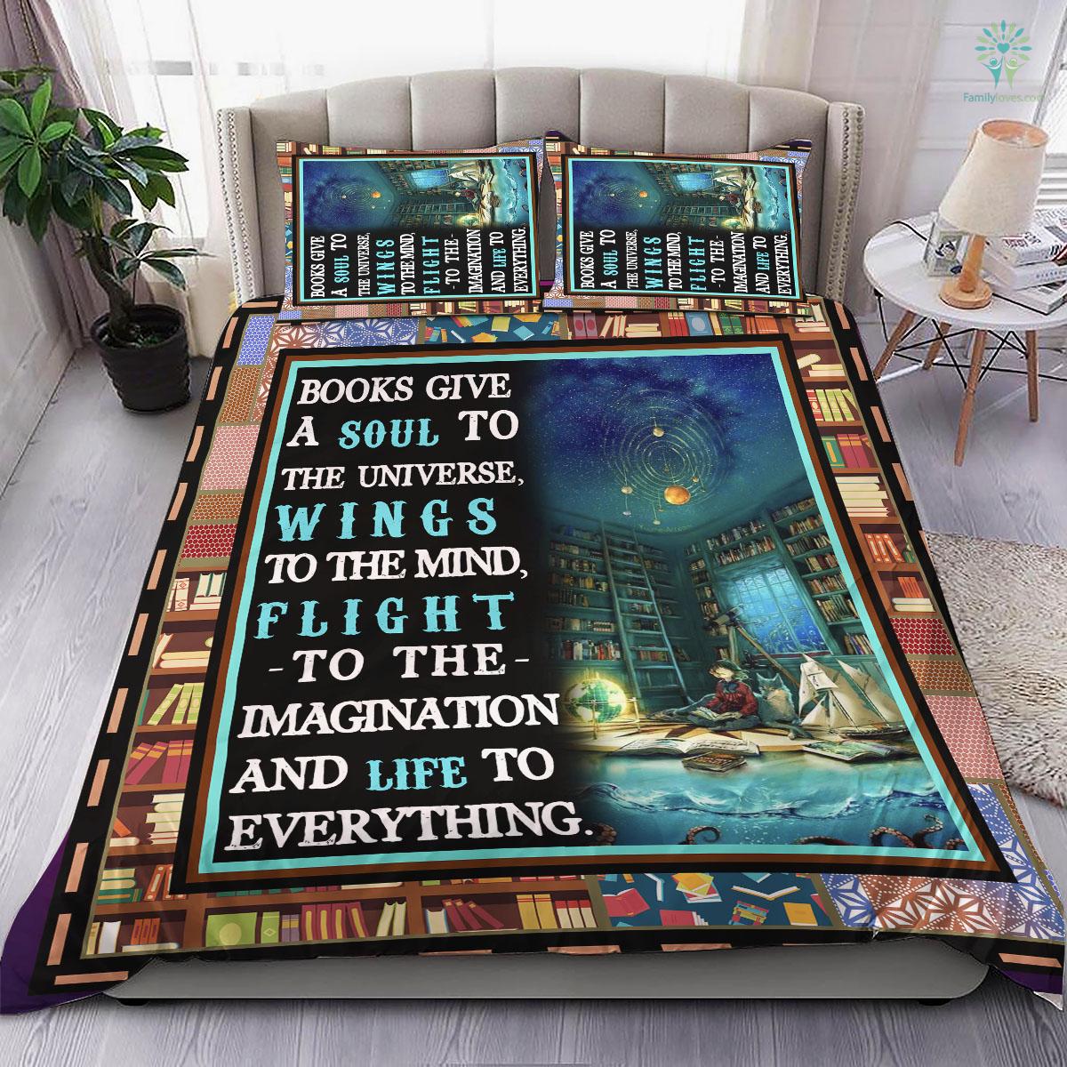 Book Bedding Set Book Give A Soul To The Universe Duvet Covers Blue