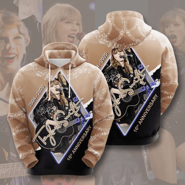 Taylor Swift 16th Anniversary 2004 2020 Signature Design Gift For Fan Custom 3d Hoodie All Over Printed Hoodie