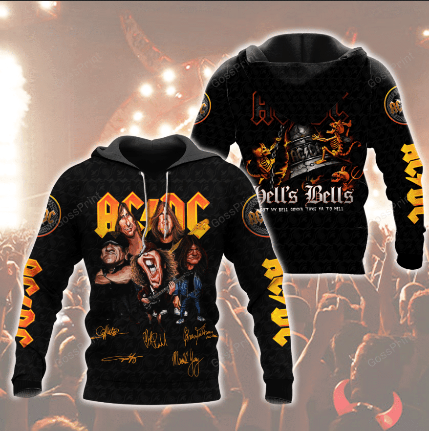 Acdc Rock Band Signatures Aop Hoodie 3