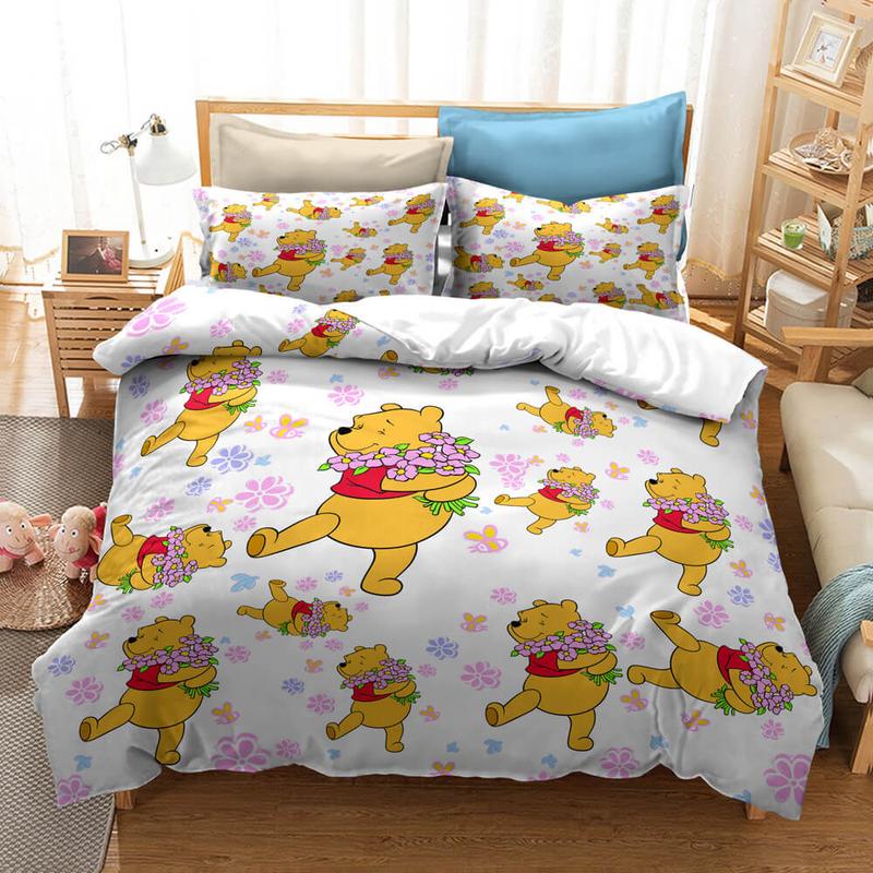 WTP Bedding Set DN Pooh Holding Flowers Pattern Duvet Covers