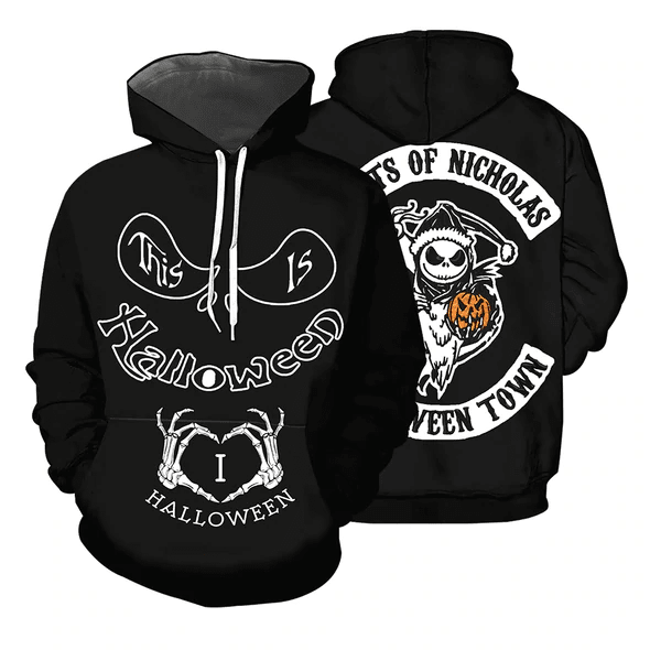 Jack Skellington The Nightmare Before Christmas 128 Cartoon Graphic Outfits Aop Hoodie, Zip Hoodie