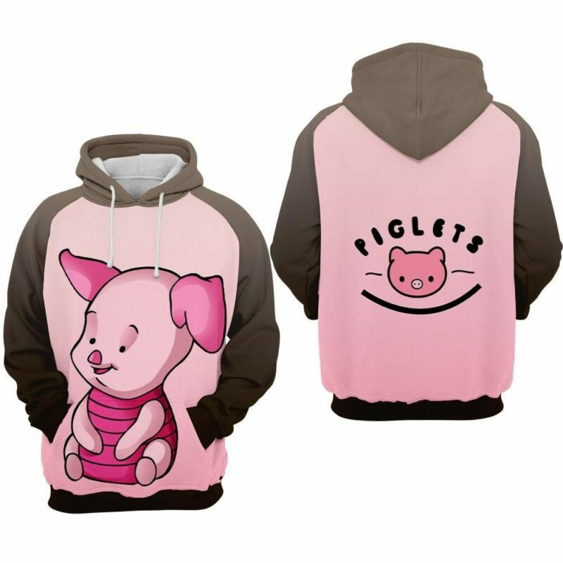Piglet Cartoon Winnie The Pooh 9 Over Print 3d Hoodie Zip Hoodie