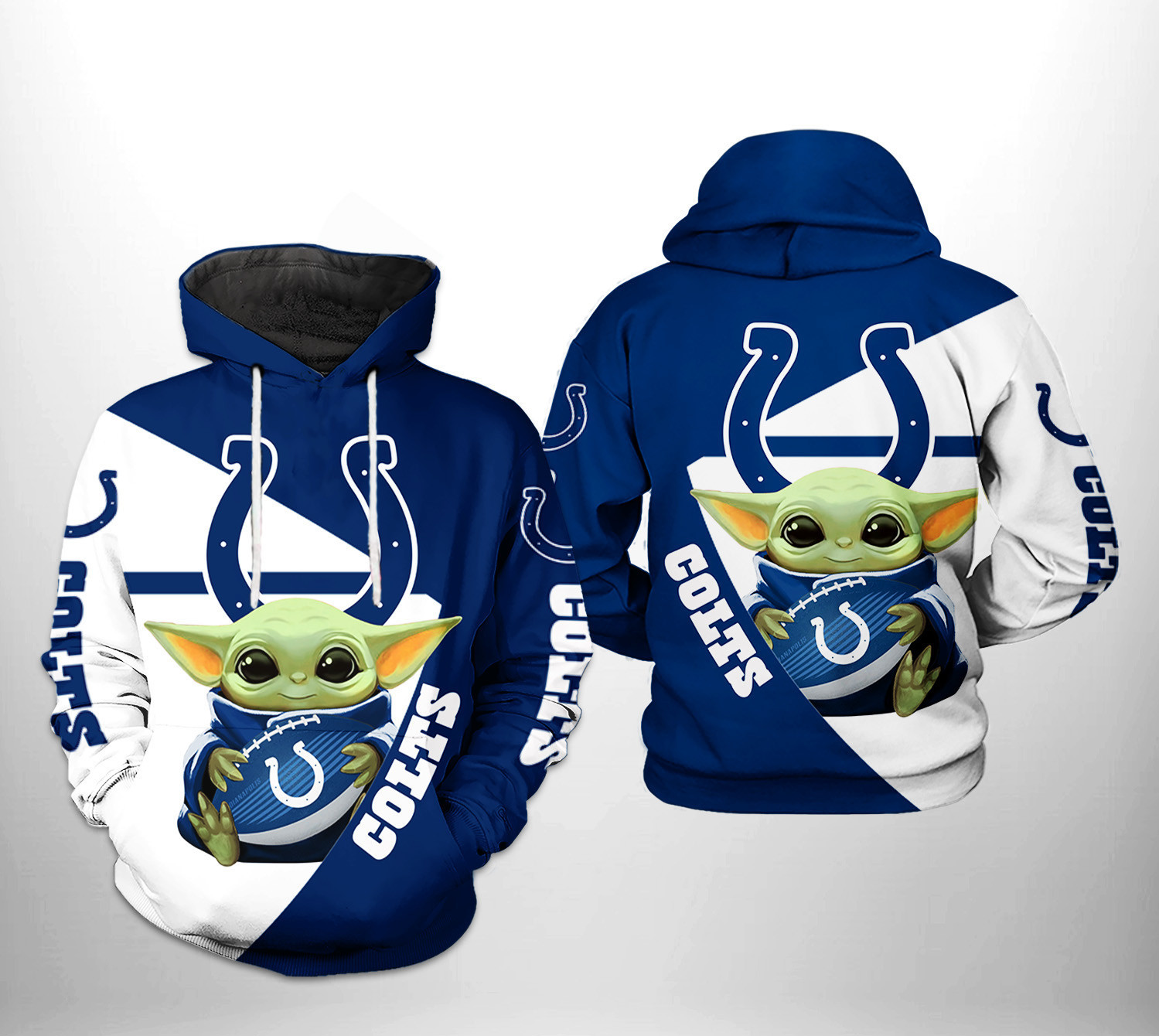 Indianapolis Colts Baby Yoda Team 3D All Over Print Hoodie & Zip Hoodie