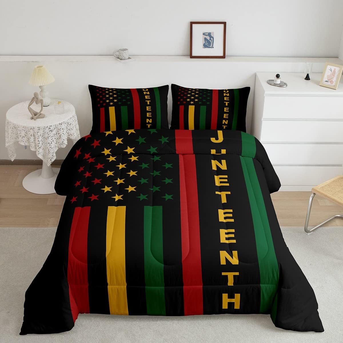 Juneteenth Bedding Set Juneteenth American Flag Star And Stripes Duvet Covers Red