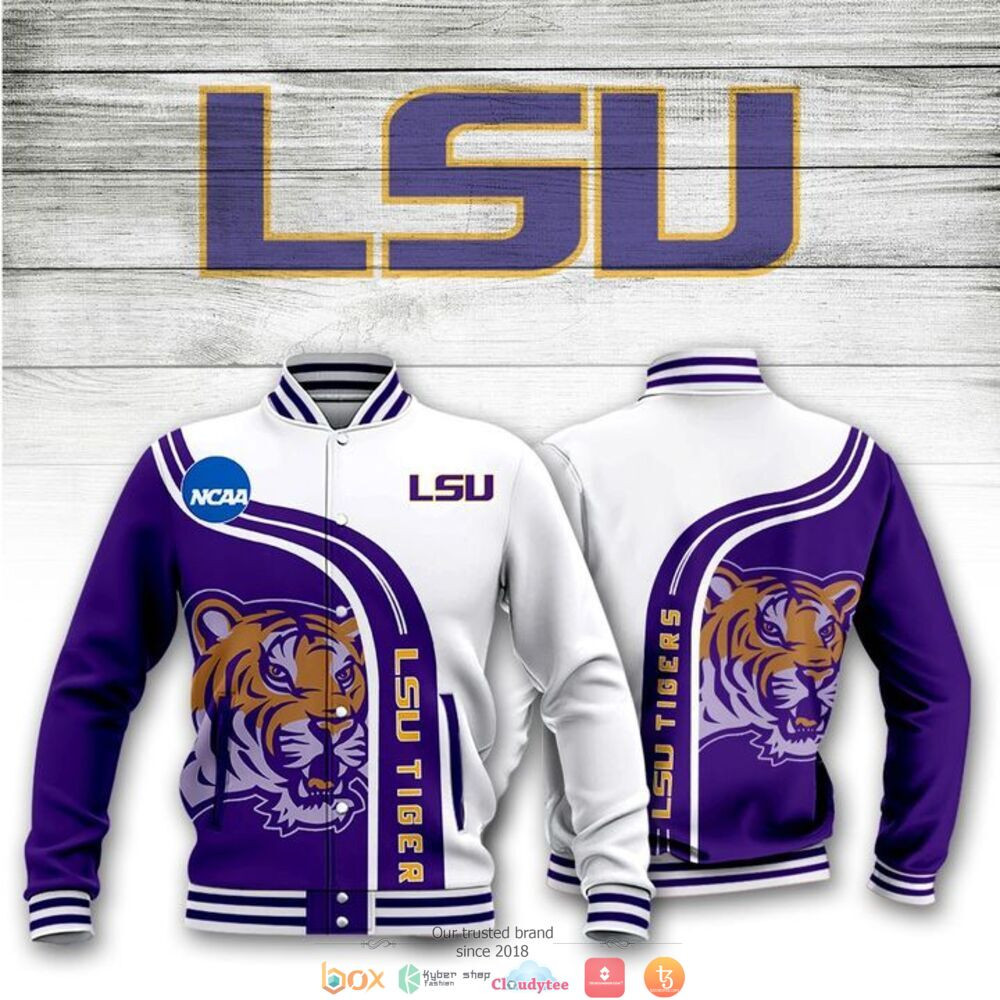 LSU Tigers Purple White Logo Baseball Jacket