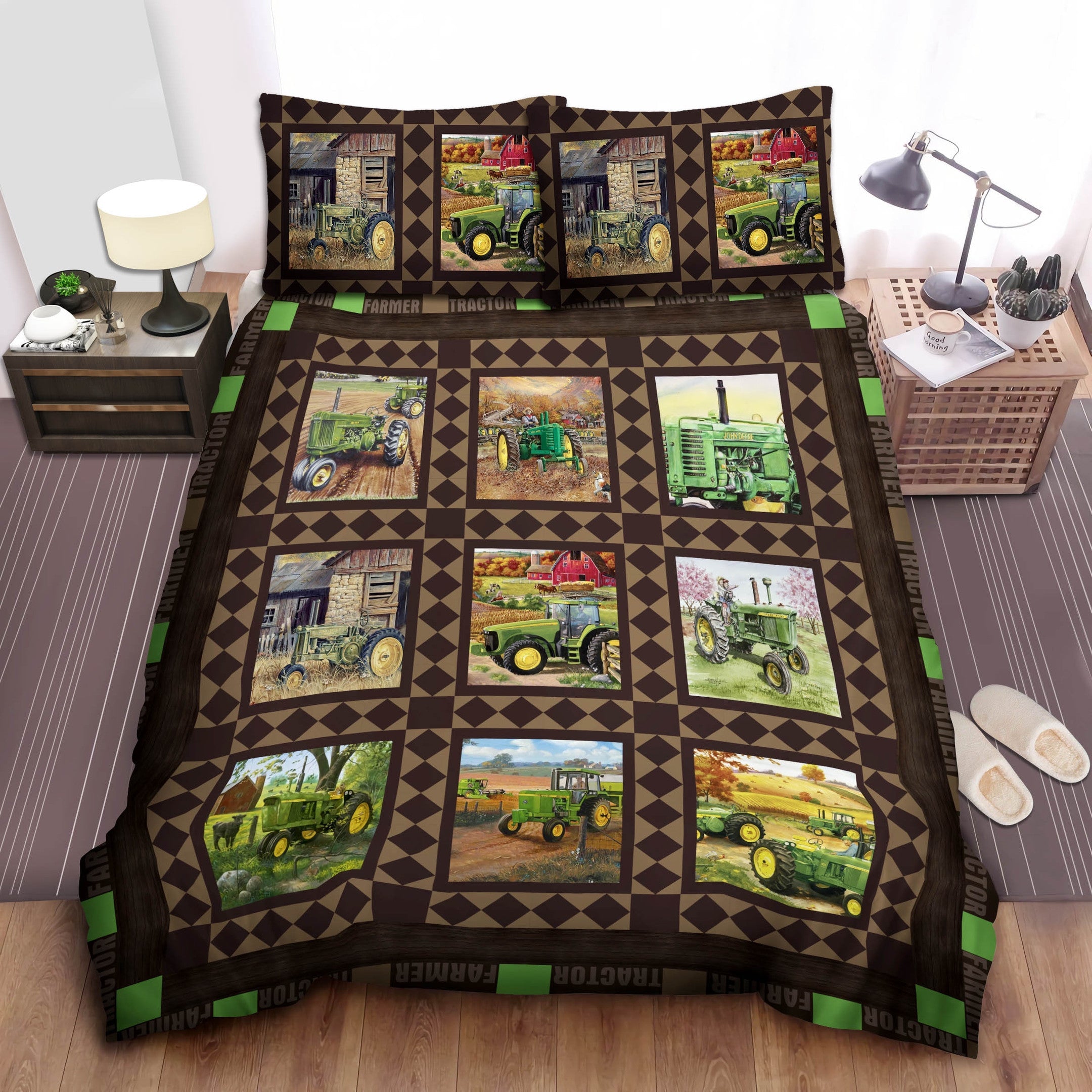 Farmer Bedding Set Farming Tractors Graphic Pattern Duvet Covers