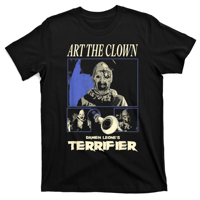 Terrifier Art The Clown Black And White Panels Horror Movie T-Shirt