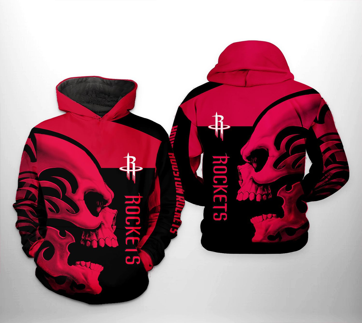 Houston Rockets Skull Team 3D All Over Print Hoodie & Zip Hoodie