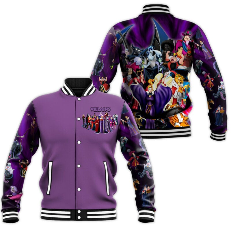 Villains Pattern Purple Baseball Jacket