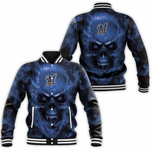 Milwaukee Brewers Skull Baseball Jacket