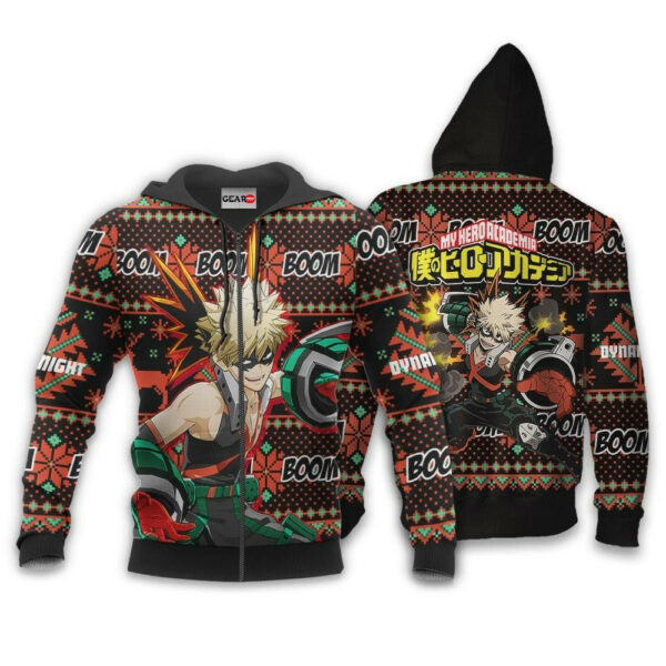 Katsuki Ugly Christmas Sweater Anime My Hero Academia 2k51 Cartoon 3d Hoodie Zip Hoodie 875