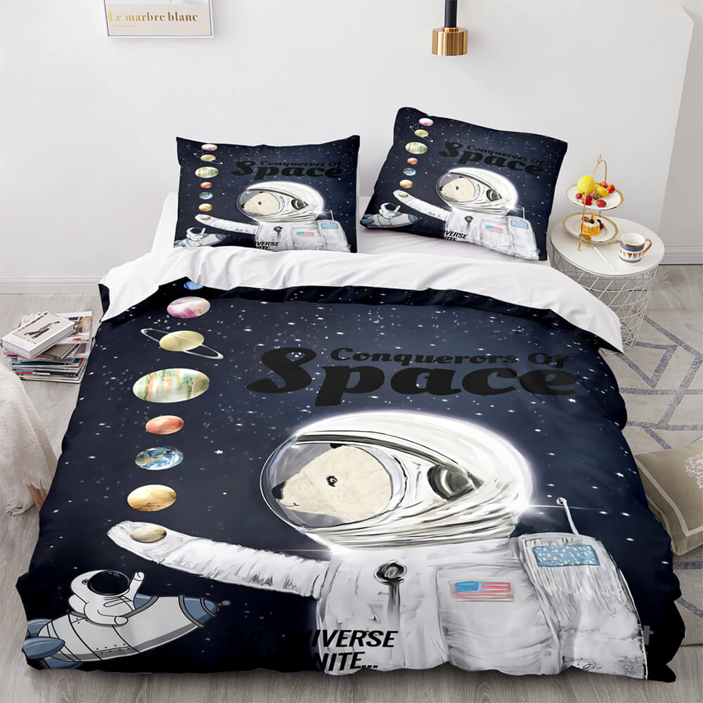 Astronaut Bedding Set Conquerors Of Space Bear Astronaut Duvet Covers