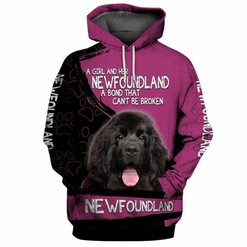 Newfoundland A Girl And Her Newfoundland A Bond That Can’t Be Broken Over Print 3d Hoodie Zip Hoodie