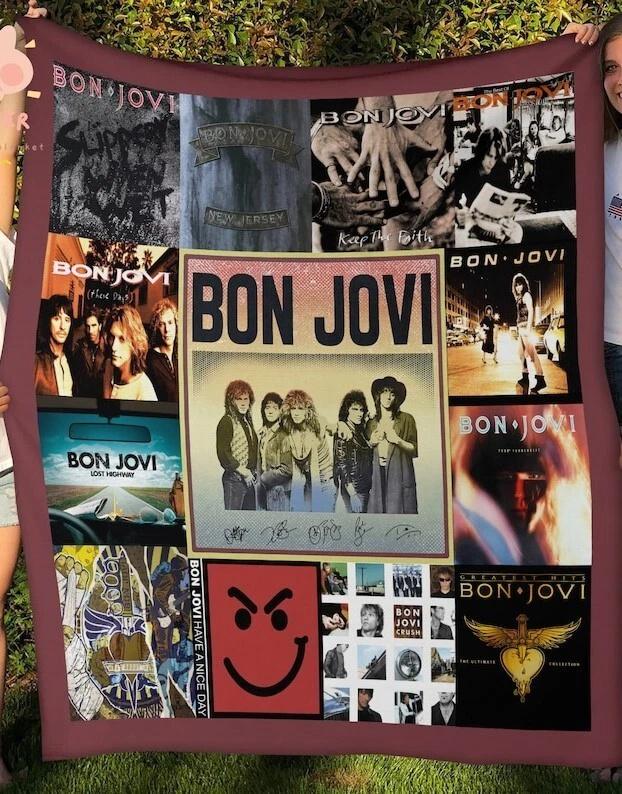 Bon Jovi Rock Fleece Sherpa Blanket
