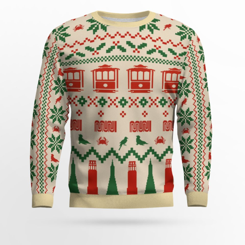 Muni Icons of San Francisco Holiday Christmas Ugly Sweater
