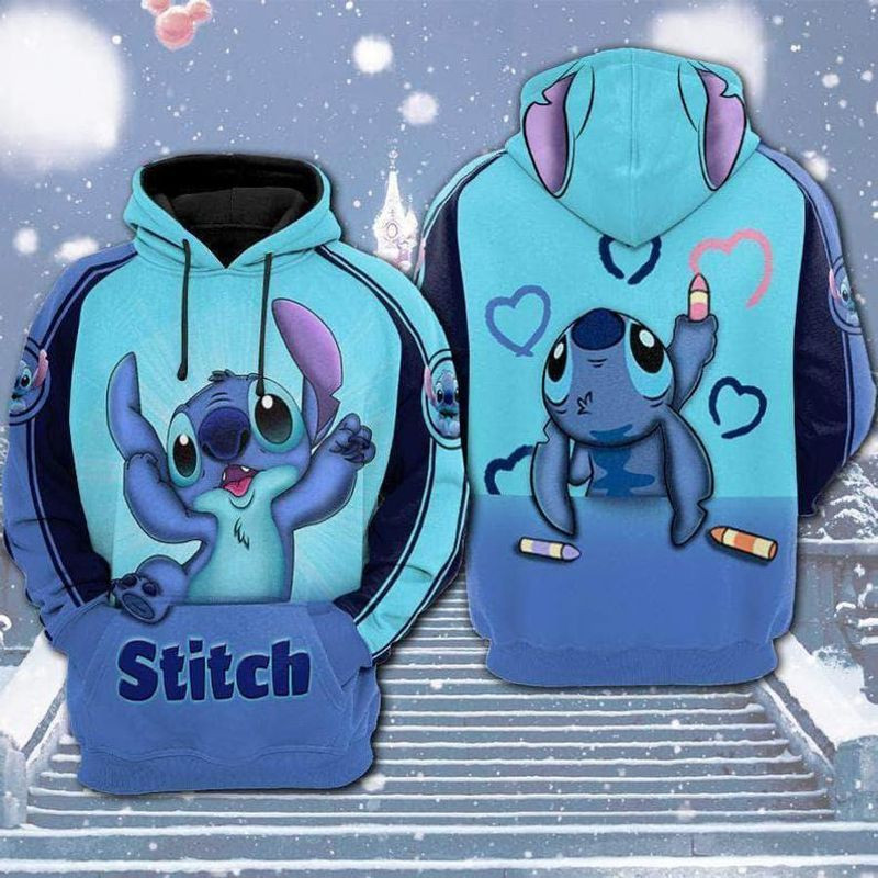 Stitch Lilo And Stitch Over Print 3d Hoodie Zip Hoodie