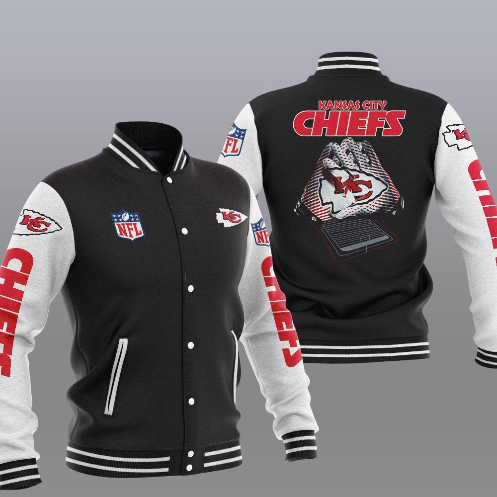 Kansas City Chiefs Black White Baseball Jacket