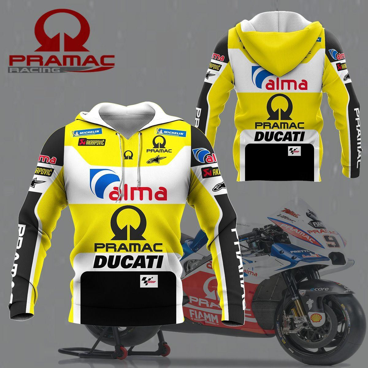 Alma Ducati Racing Team Yellow All Over Print Hoodie, Zip Hoodie 423