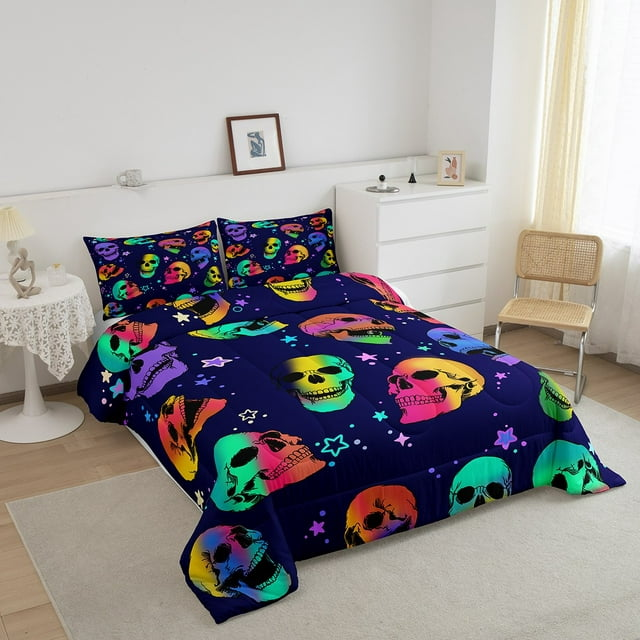 Skull Bedding Set Gothic Skeleton Pattern Duvet Covers